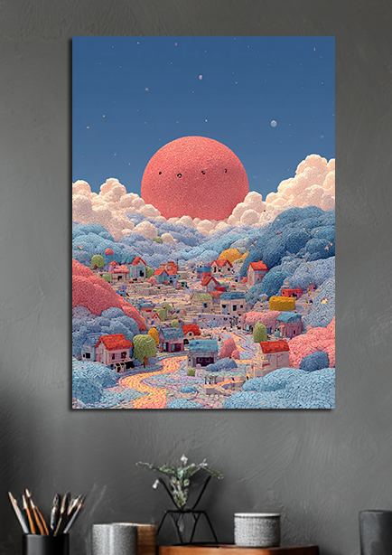 Affiche décoration village imaginaire