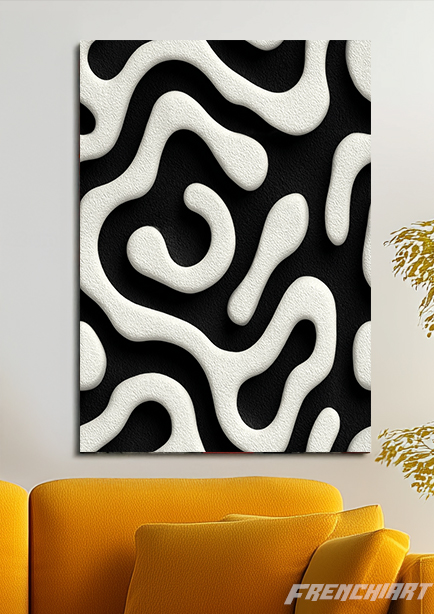 Tableau abstrait en noir et blanc