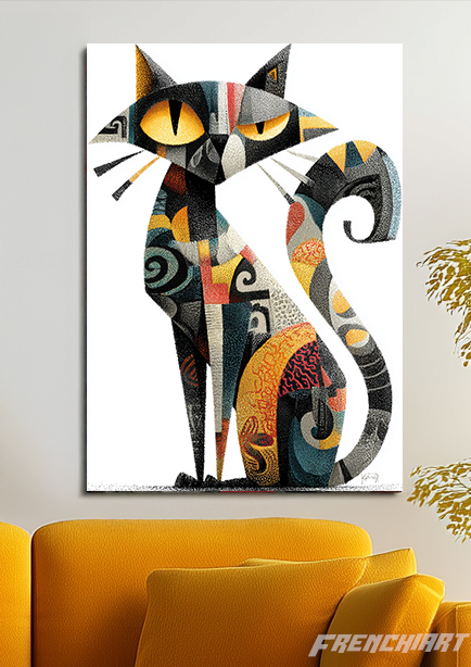 Tableau chat abstrait