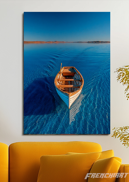 Tableau bateau sur l'eau bleue