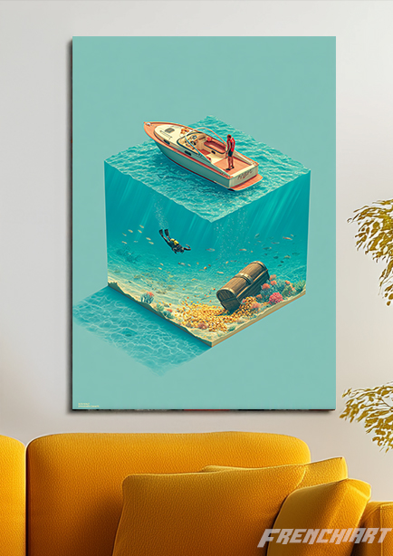 Tableau décoratif 3D monde sous-marin