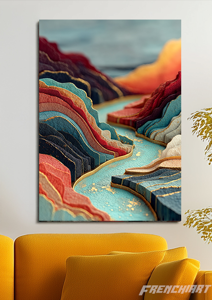 Tableau mural abstrait paysage coloré