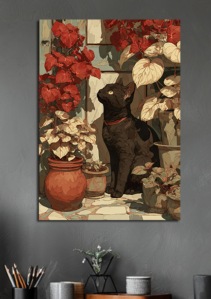 Tableau décoratif avec chat noir