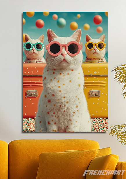 Tableau décoratif chat à lunettes