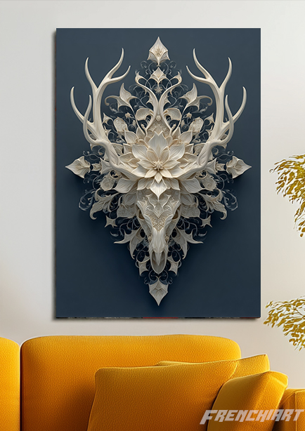 Tableau mural tête de cerf en papier