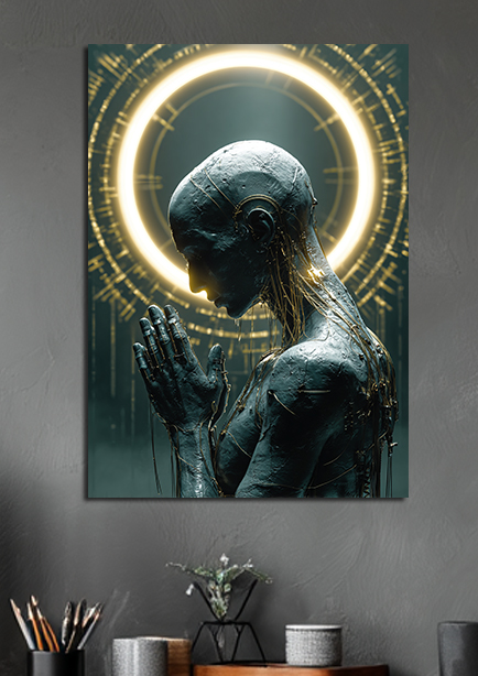 Tableau futuriste d'humanoïde cybernétique