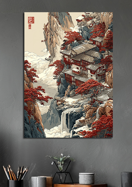 Affiche murale paysage japonais