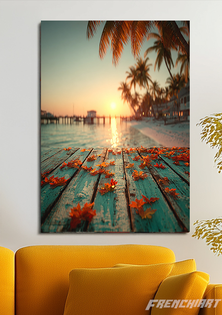 Tableau décoratif coucher de soleil tropical