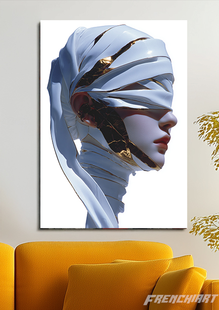 Tableau contemporain drapé blanc