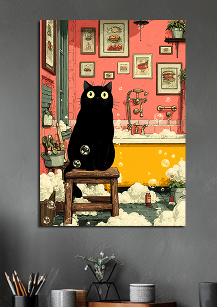 Affiche artistique chat noir