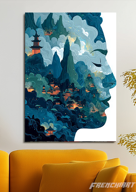 Tableau mural visage paysage