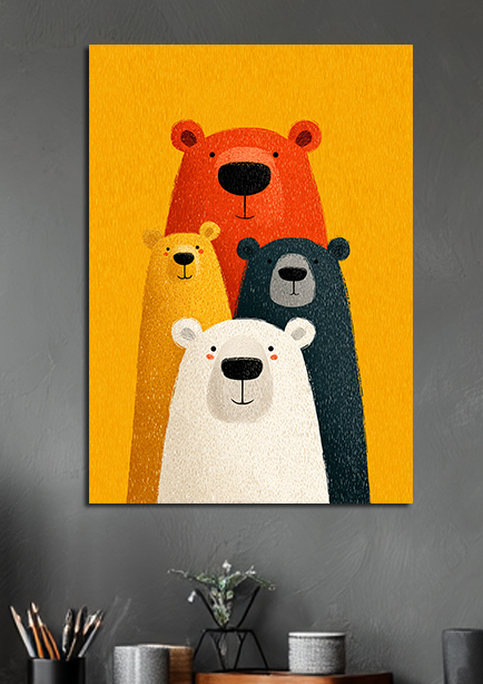 Affiche murale d'ours colorés