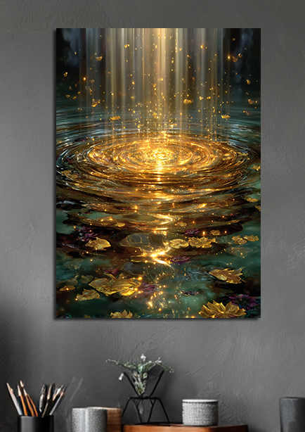 Tableau mural 'Lumière dorée sur l'eau'