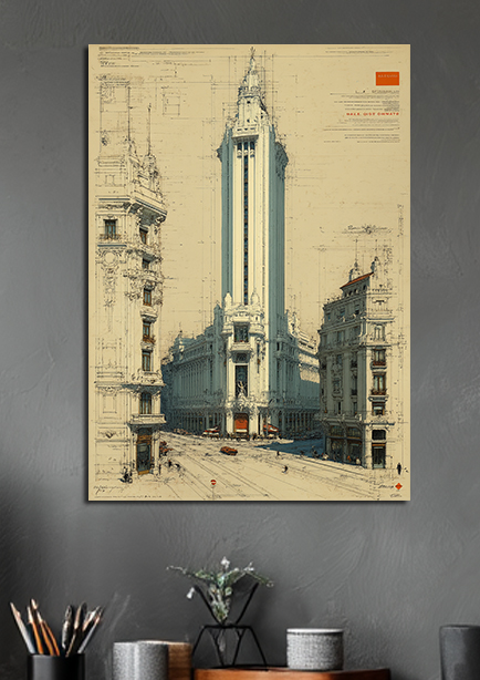 Affiche architecturale vintage