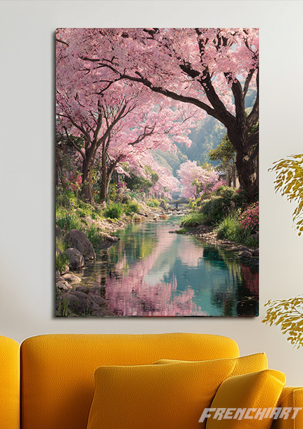 Tableau paysage de cerisiers en fleurs