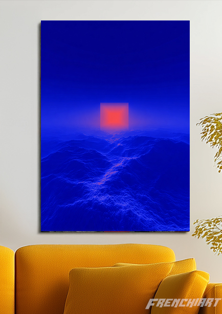 Affiche d'art abstrait bleu et orange