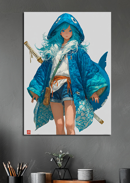 Tableau illustratif fille requin