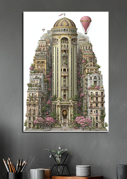 Affiche artistique de ville imaginaire