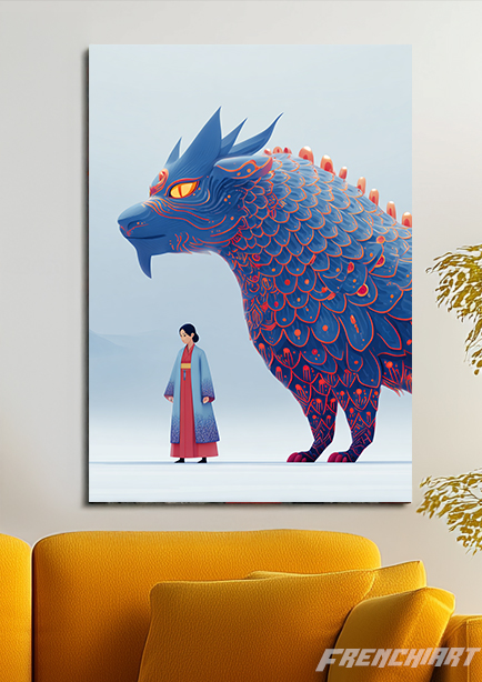 Affiche artistique Dragon et personne