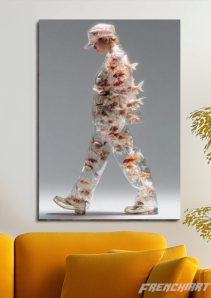 Tableau homme et poissons