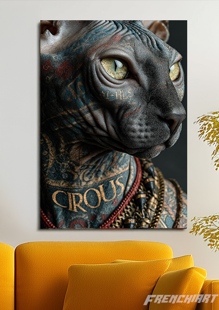 Tableau Chat Sphynx Tatoué