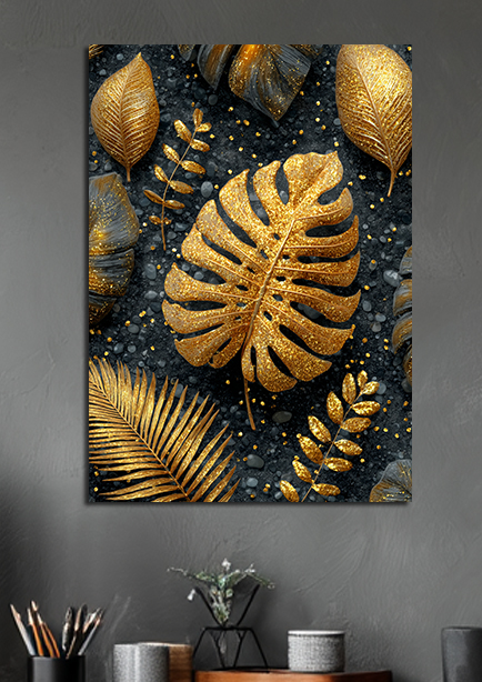 Tableau feuille dorée