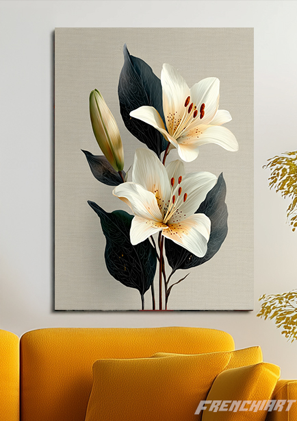 Tableau mural avec des lys blancs