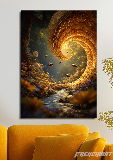 Tableau mural spirale de miel
