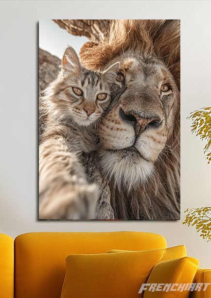 Tableau Lion et Chat