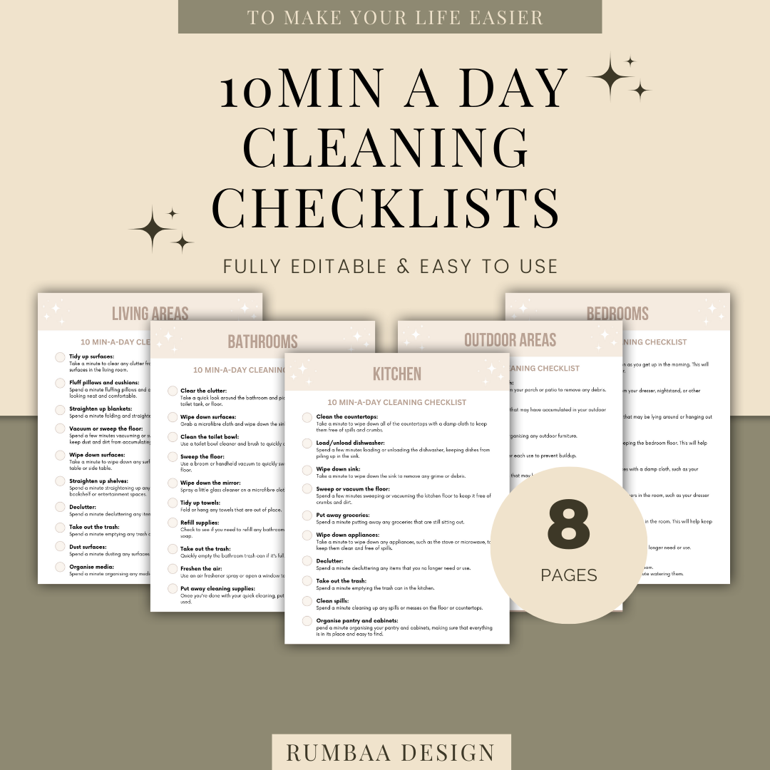 10-Minute a Day Cleaning Checklists