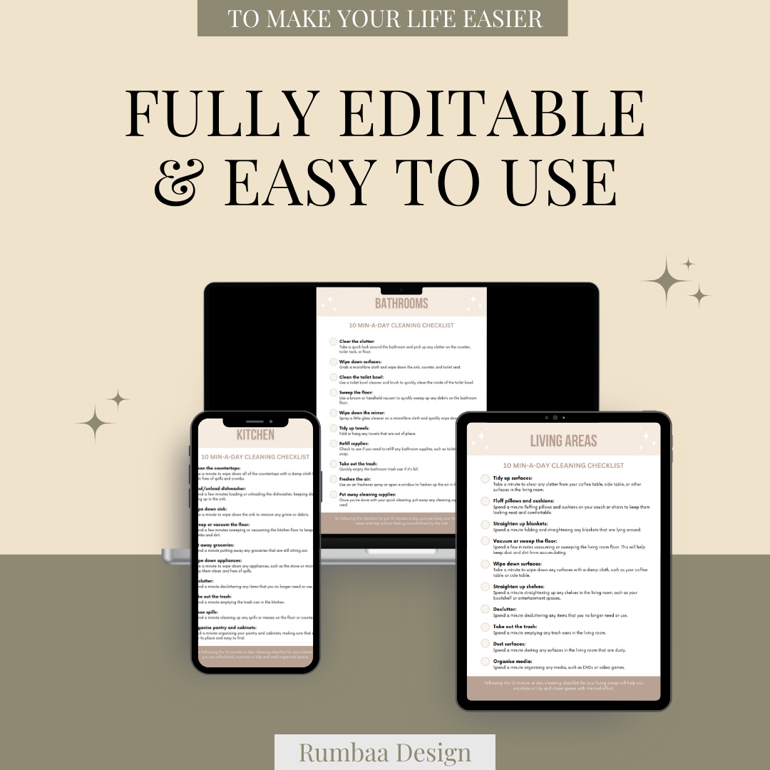 10-Minute a Day Cleaning Checklists