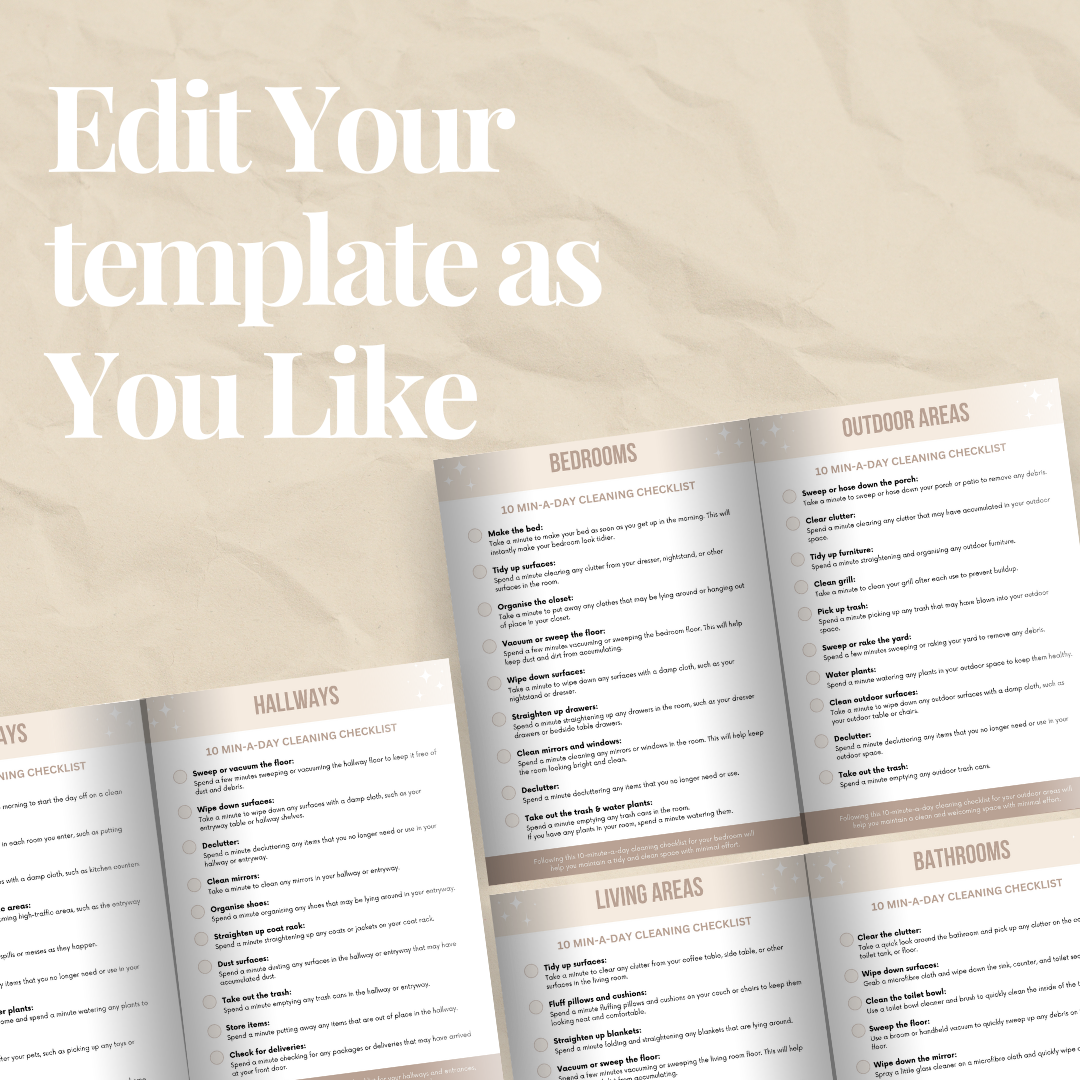 10-Minute a Day Cleaning Checklists