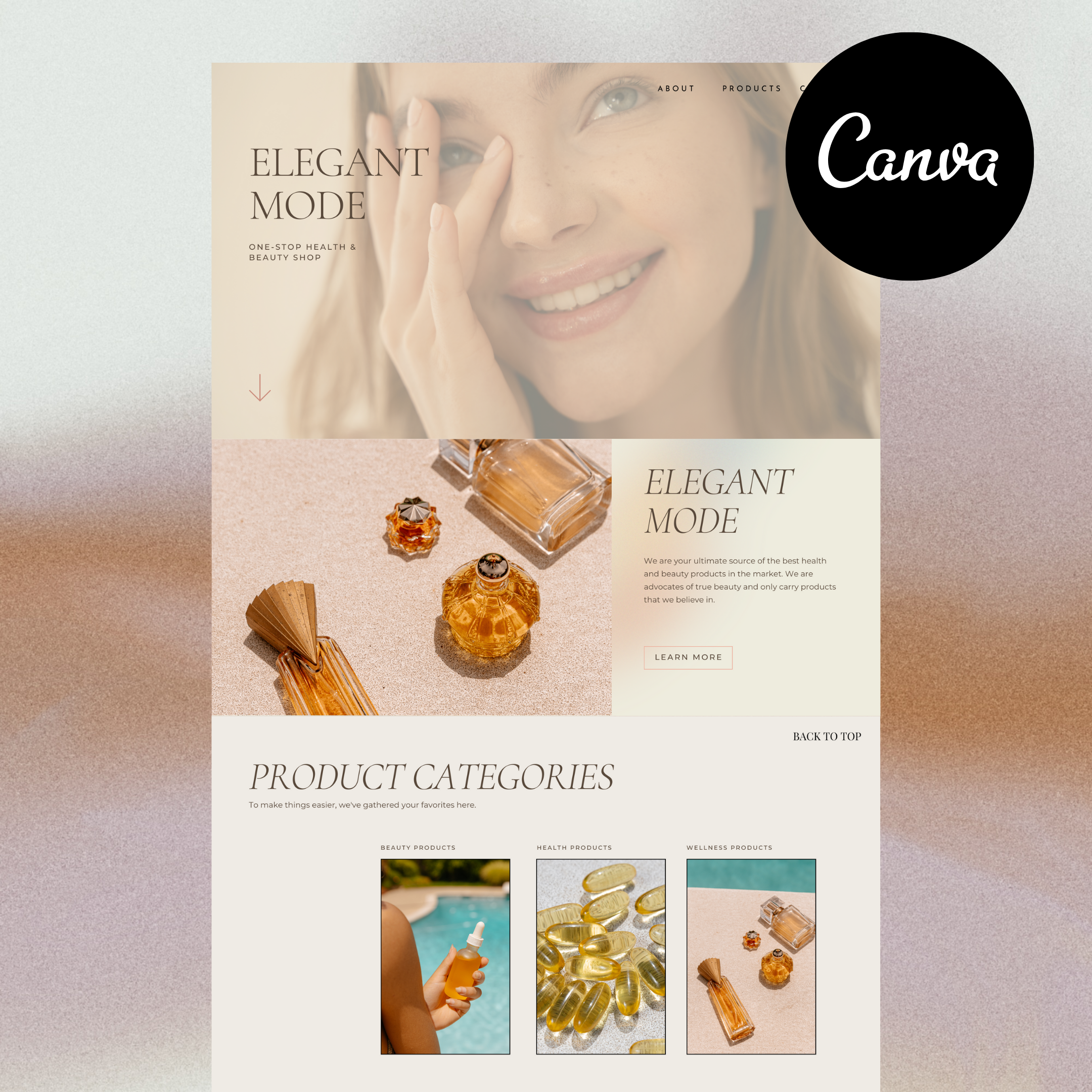 Beauty Retail Canva Website Template