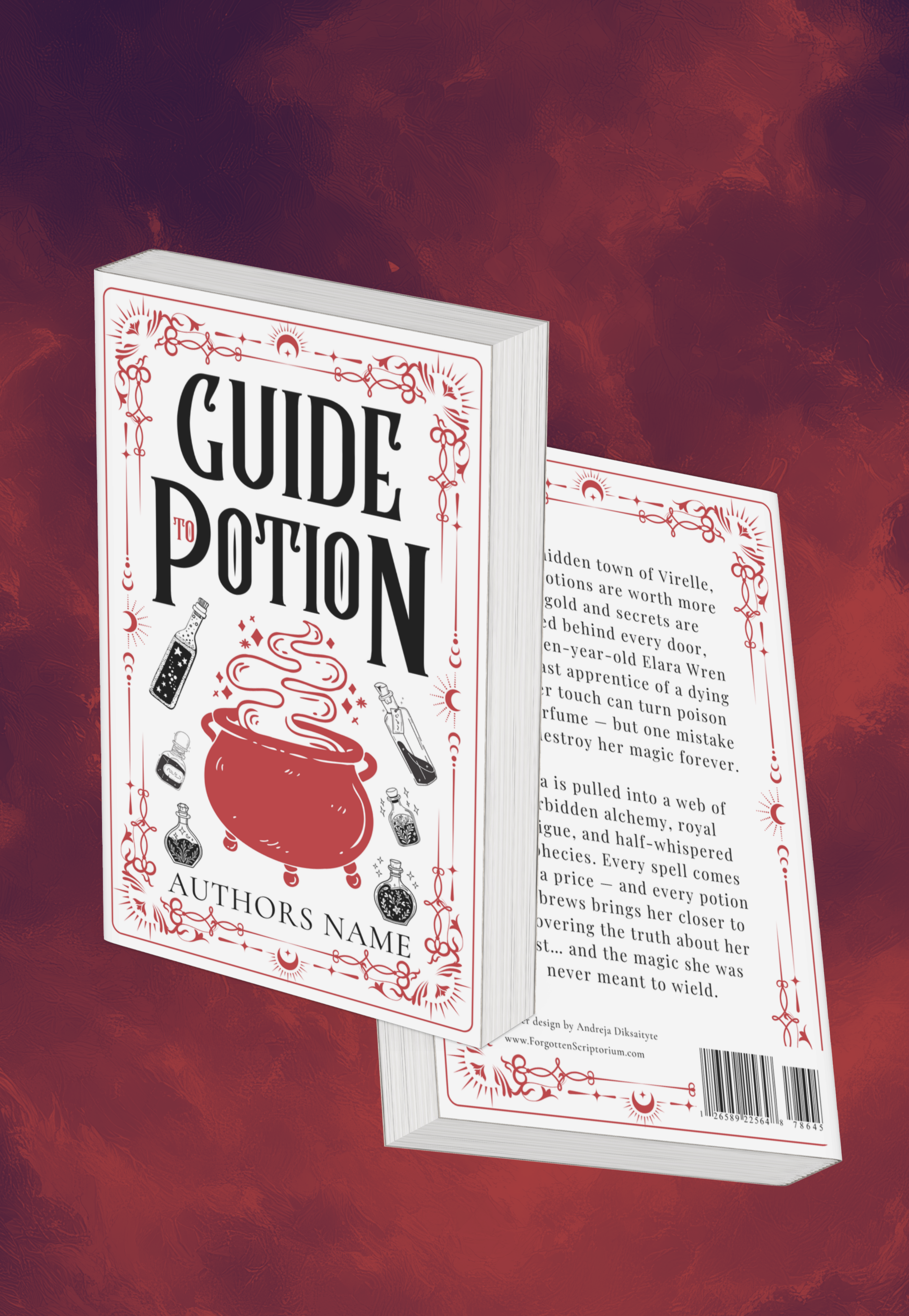 Pre-Made Full Wrap Book Cover – Fantasy, Romance, Potion-Making, Alchemy, Dark academia, Magic