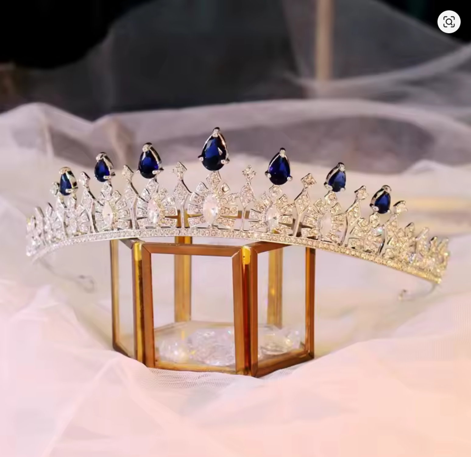 Luxury Blue Crystal Tiara – Women’s Crown & Bridal Headpiece, Water Drop Design