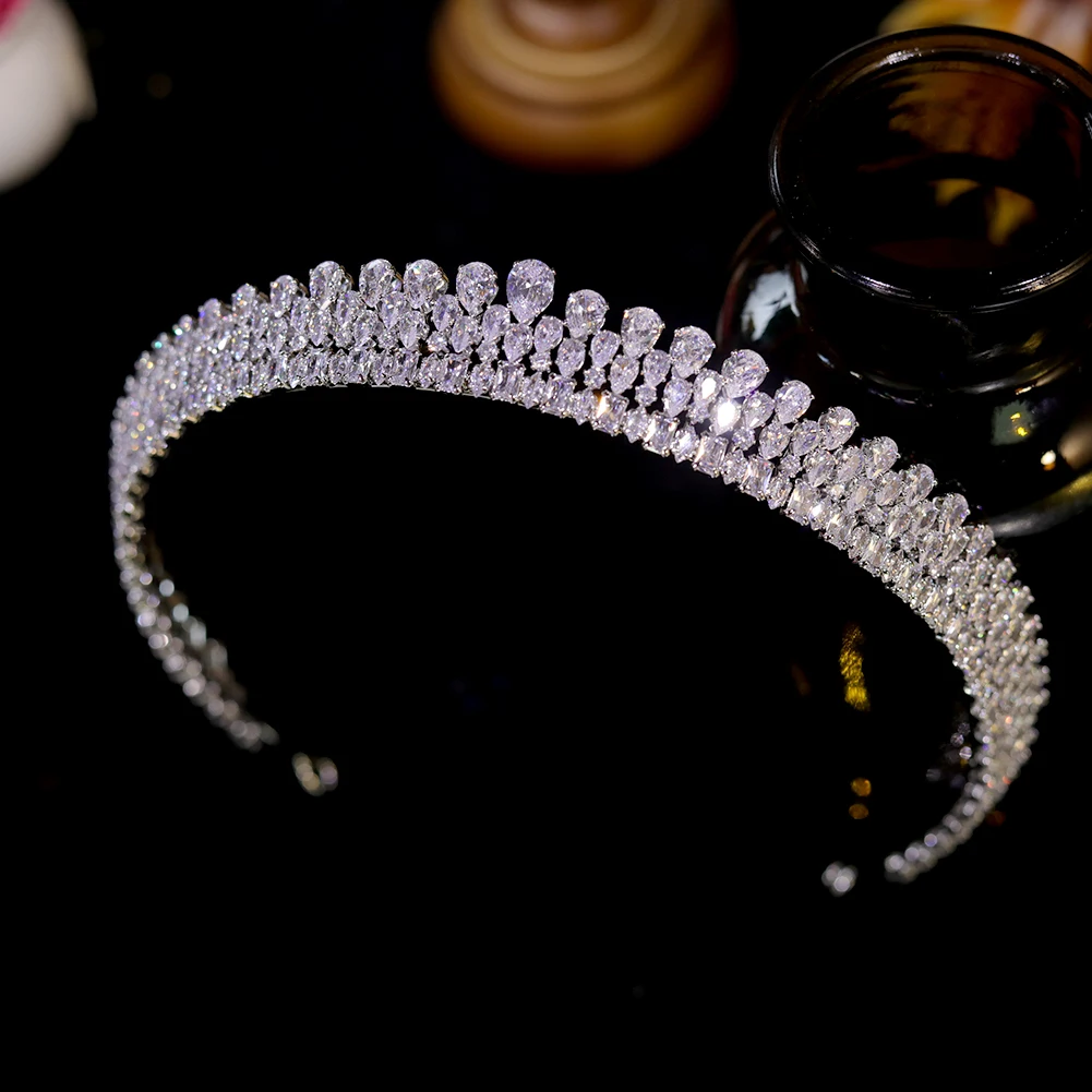 Crystal Zircon Tiara Headband – Princess Crown for Women & Girls, Wedding, Birthday & Party Jewelry