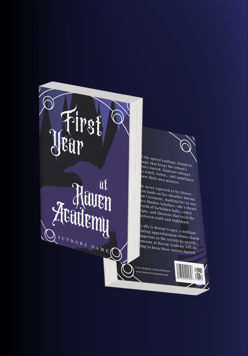 Pre-Made Full Wrap Book Cover: Dark Academia, Ravens, Romance, Fantasy, YA, Adult