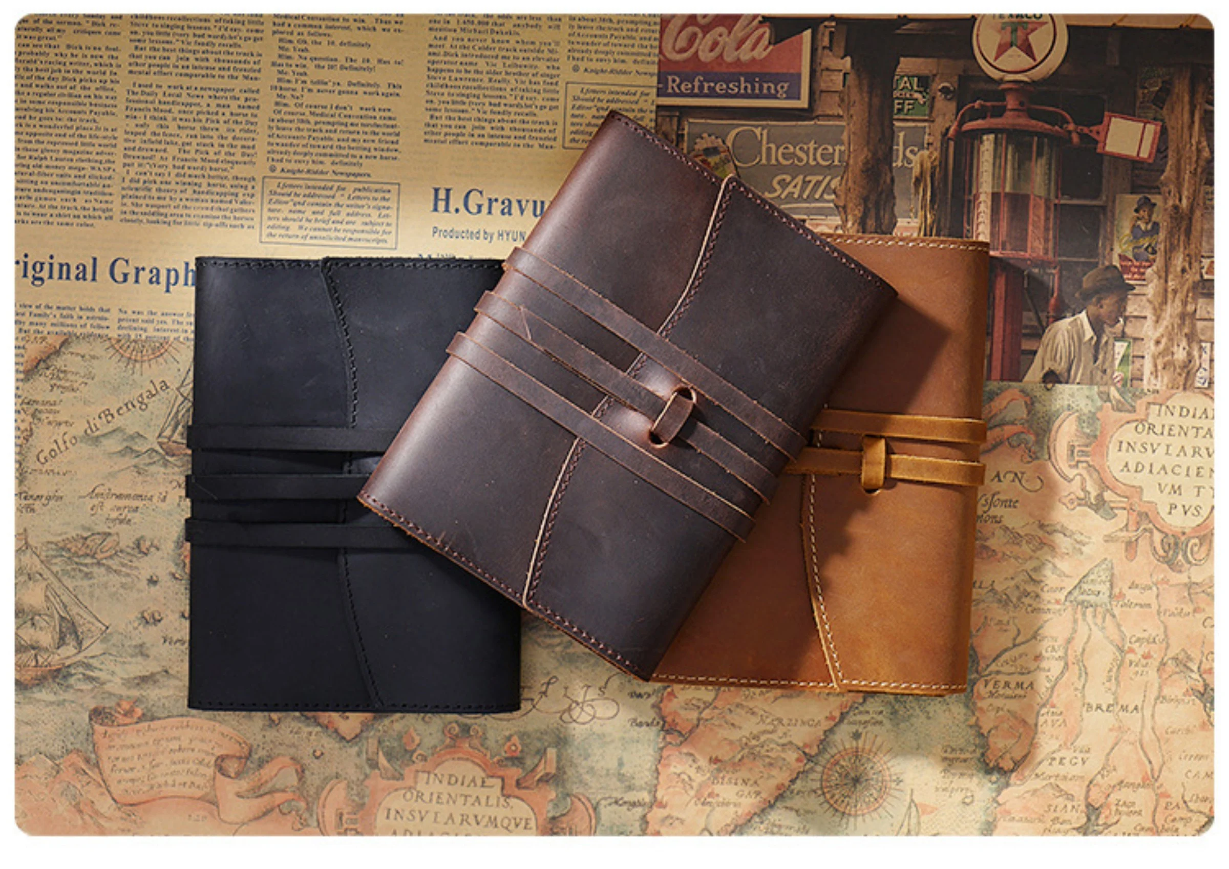 Genuine Leather Notebook Cover – A5/A6 Retro Journal for Midori Notebooks, Portable Diary & Writing Stationery