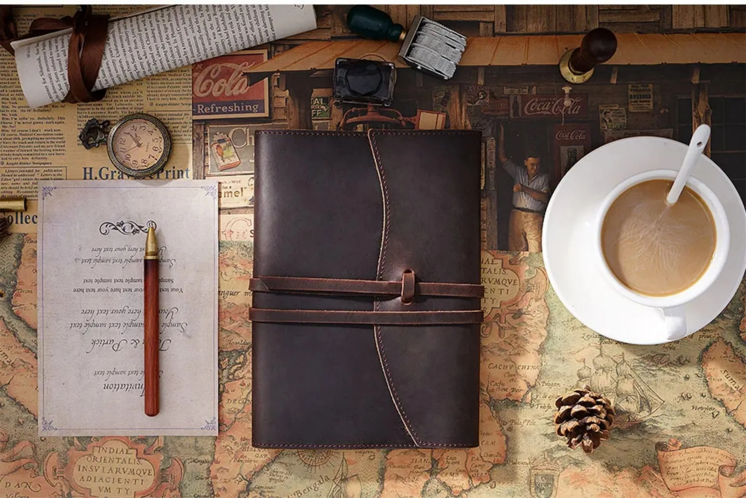 Genuine Leather Notebook Cover – A5/A6 Retro Journal for Midori Notebooks, Portable Diary & Writing Stationery