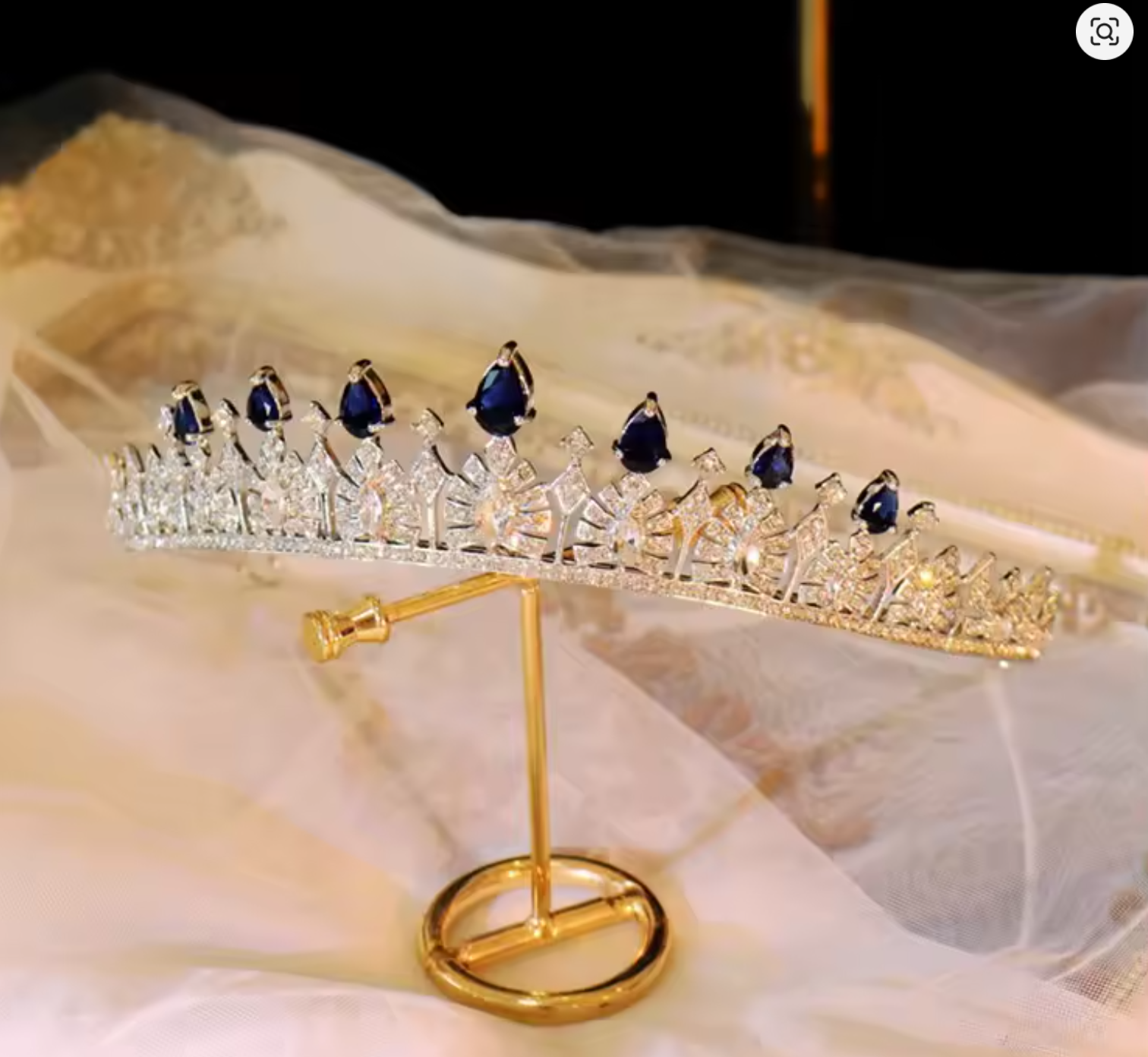 Luxury Blue Crystal Tiara – Women’s Crown & Bridal Headpiece, Water Drop Design