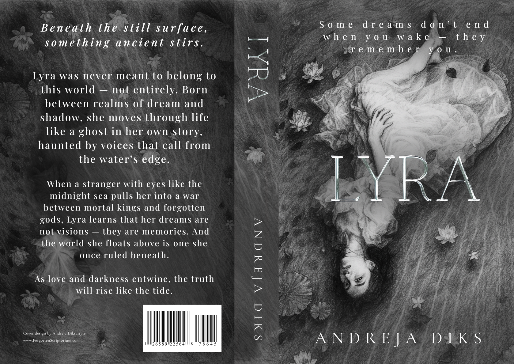 Pre-Made Full Wrap Book Cover — Dark Fantasy, Romance Theme, Water, Drowning
