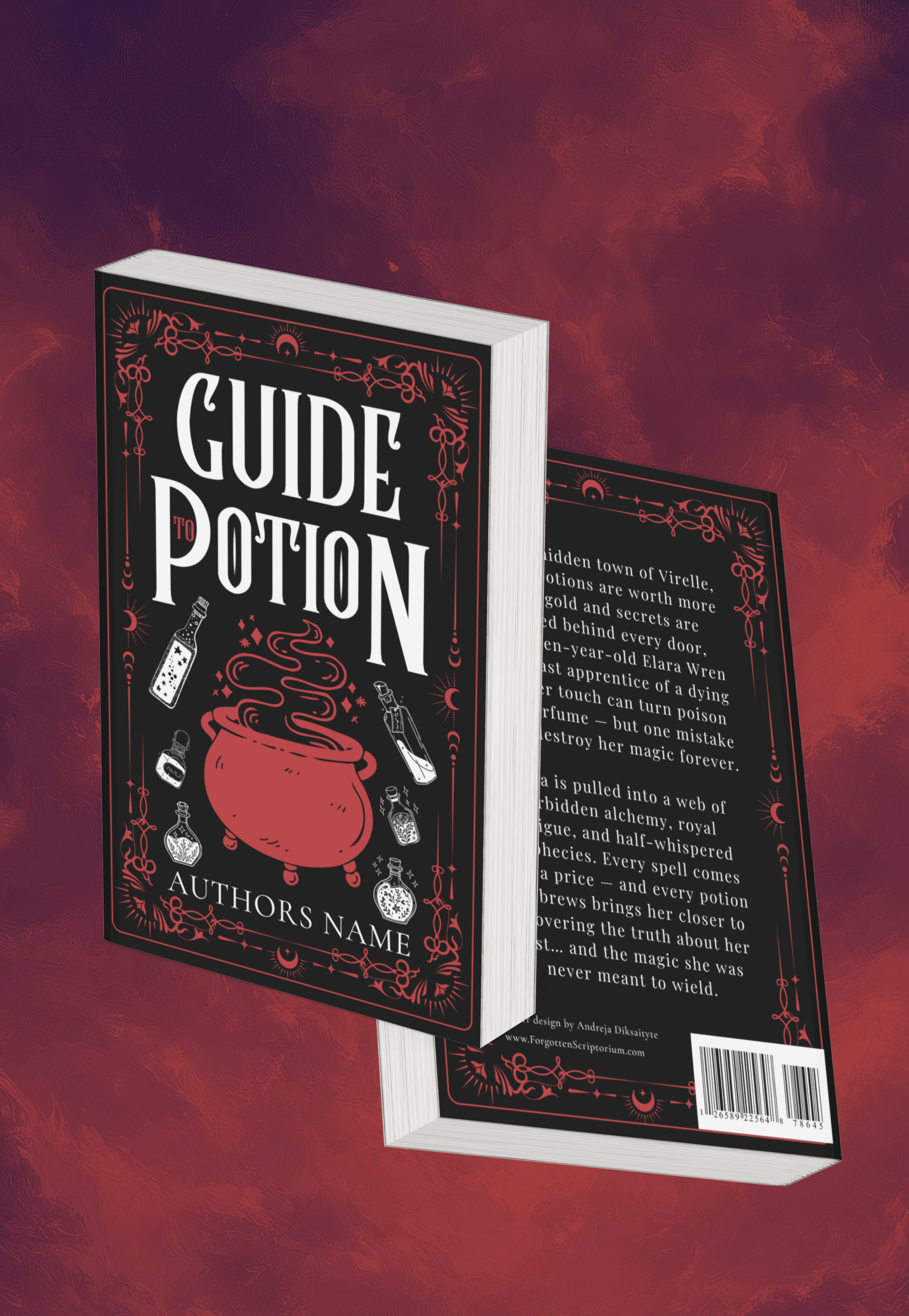 Pre-Made Full Wrap Book Cover – Fantasy, Romance, Potion-Making, Alchemy, Dark academia, Magic