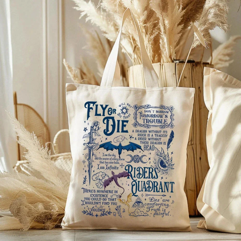 Basgiath War College “Fourth Wing” Tote – Canvas Book Lover Handbag, Readers Gift