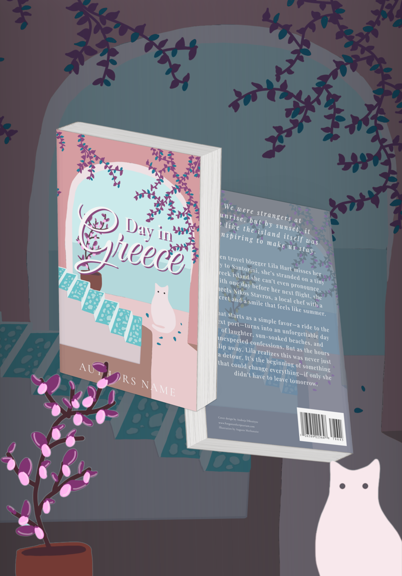 Pre-Made Full Wrap Book Cover – Contemporary Romance, Greece, Summer Love Theme