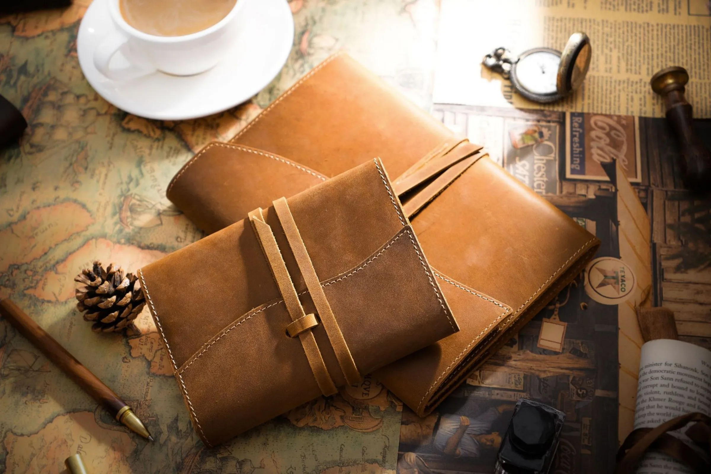 Genuine Leather Notebook Cover – A5/A6 Retro Journal for Midori Notebooks, Portable Diary & Writing Stationery