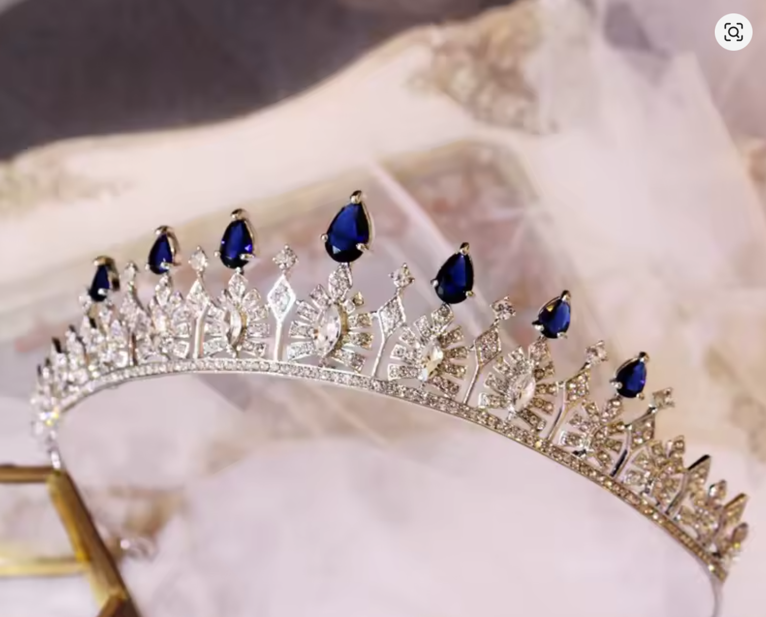 Luxury Blue Crystal Tiara – Women’s Crown & Bridal Headpiece, Water Drop Design