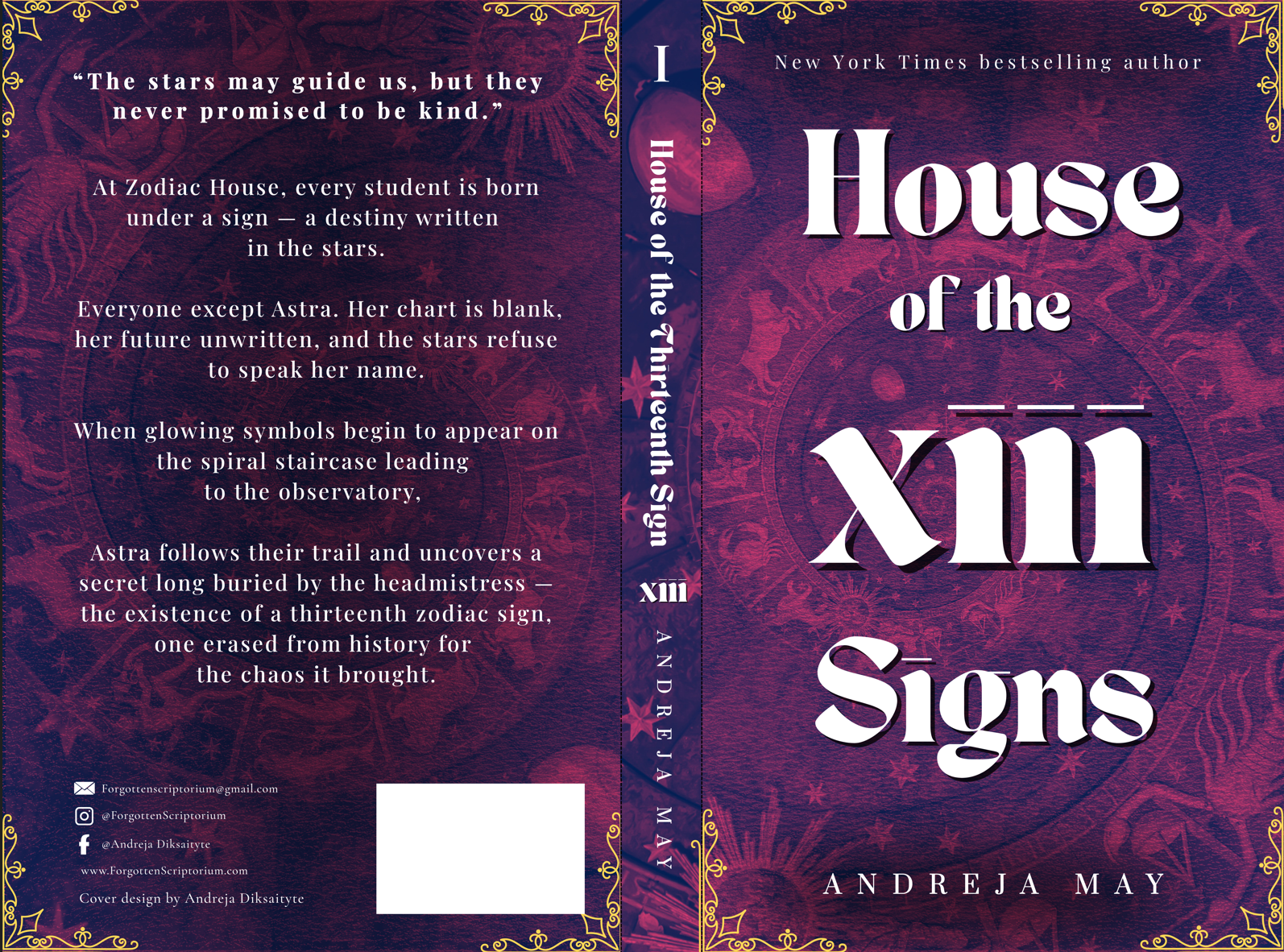 Pre-Made Full Wrap Book Cover - Zodiac, Mystery, Fantasy Theme