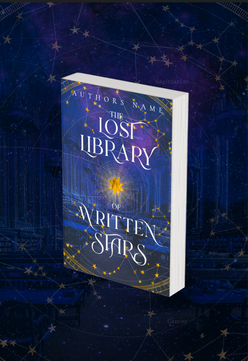 Pre-Made Full Wrap Book Cover: Fantasy Romance, Academy Magic, Zodiac Library Aesthetic, YA & Adult Fantasy