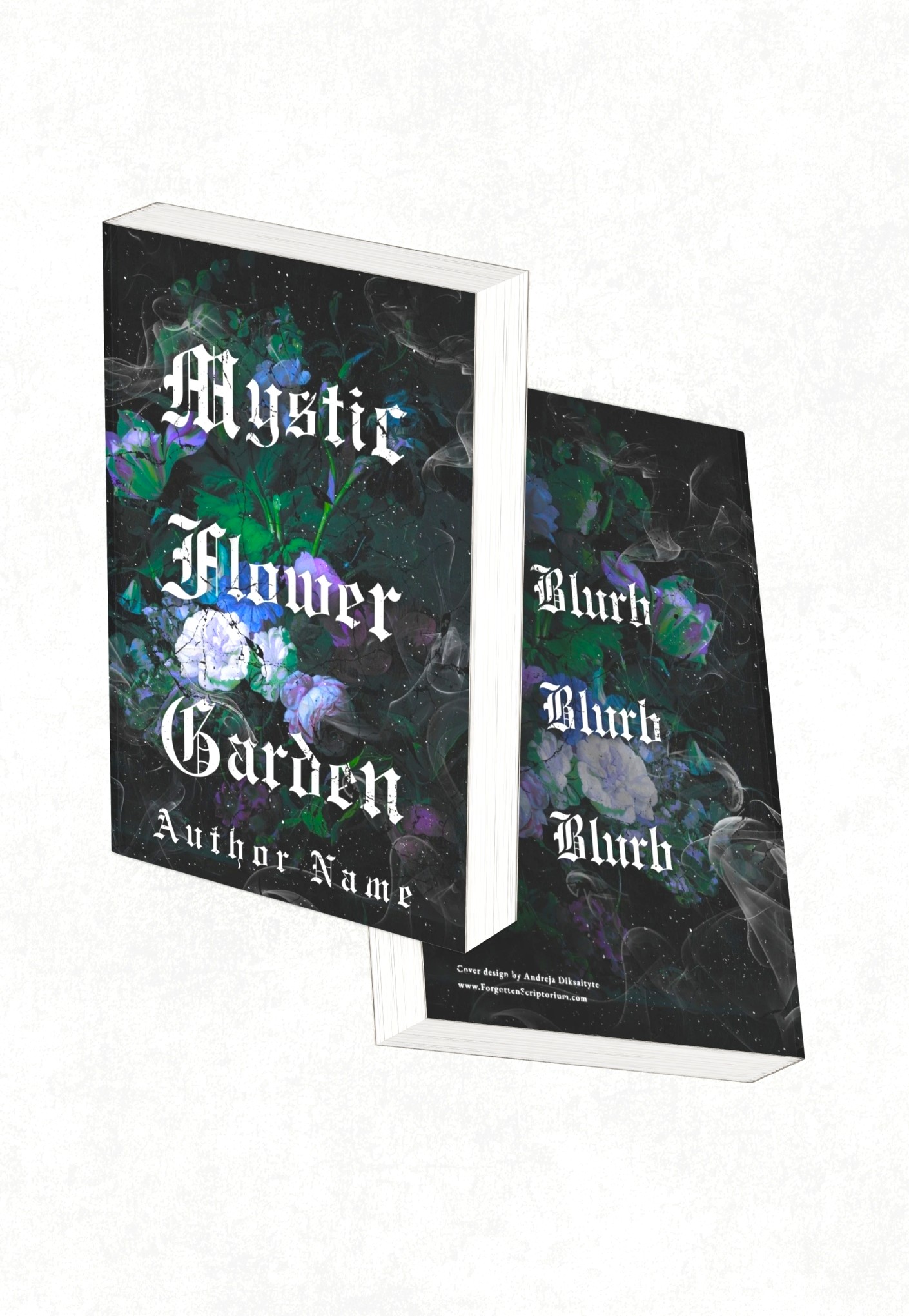 Gothic floral, moody night garden, sprayed edge