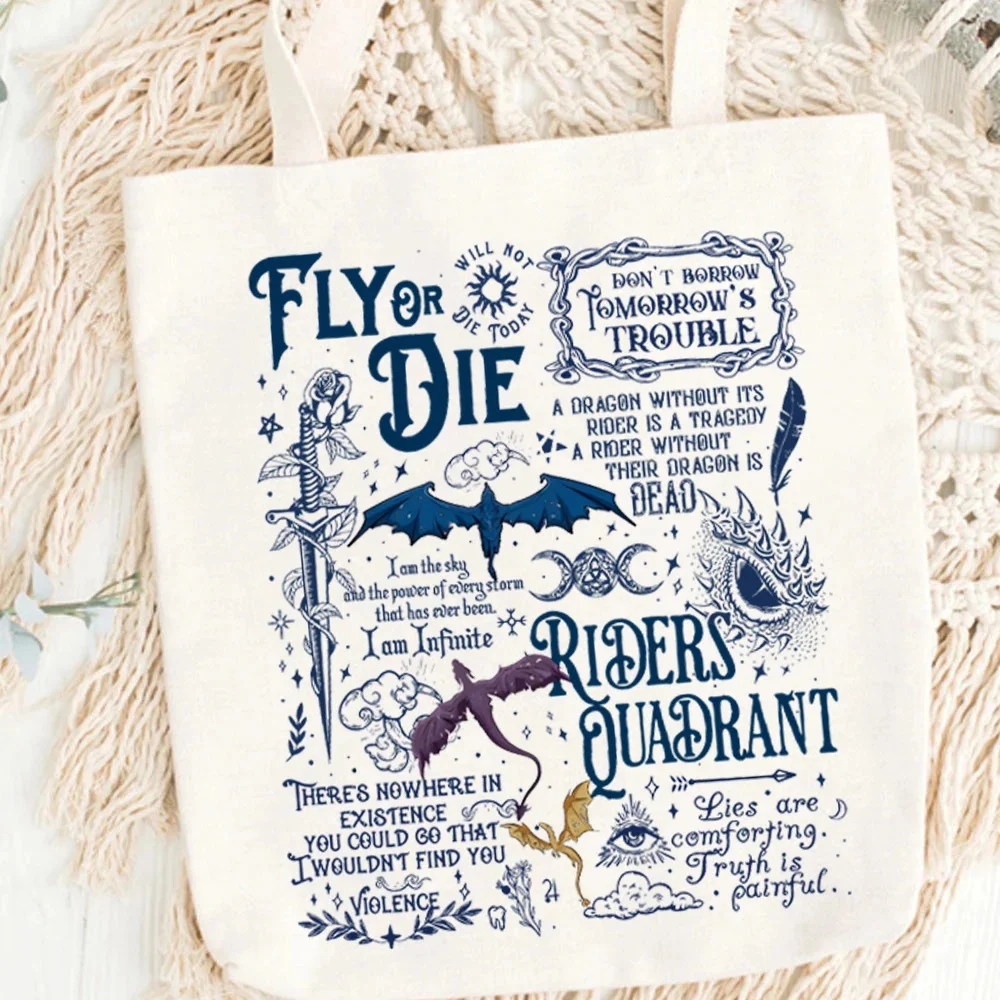 Basgiath War College “Fourth Wing” Tote – Canvas Book Lover Handbag, Readers Gift